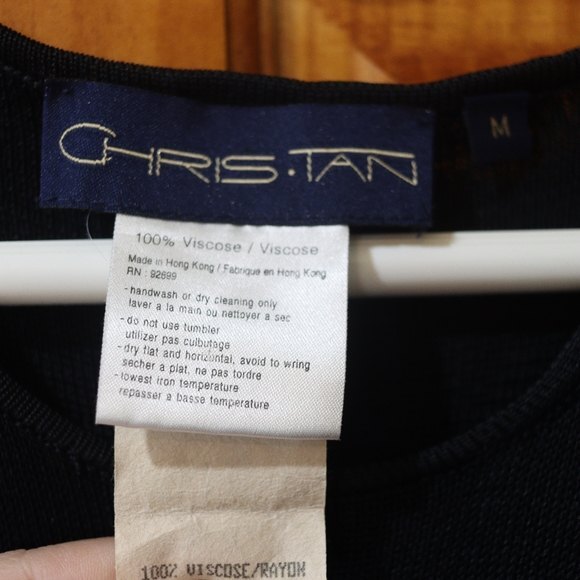 Christan Black Knit Viscose Tank Top Vintage M - Picture 7 of 7